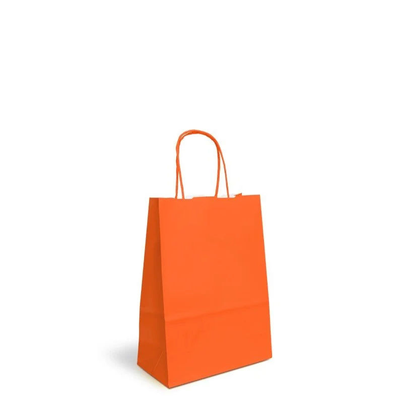 Orange paper bags with handles sales